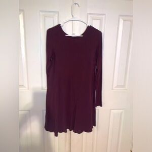 Women’s‎ Small Deep Burgundy Long Sleeve Knee Length Stretchy Dress Old Navy